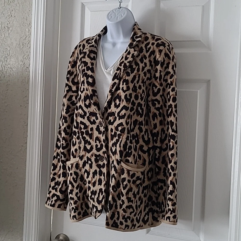 J. Crew Factory Schoolboy Sweater Blazer Animal Print Medium - Picture 3 of 11